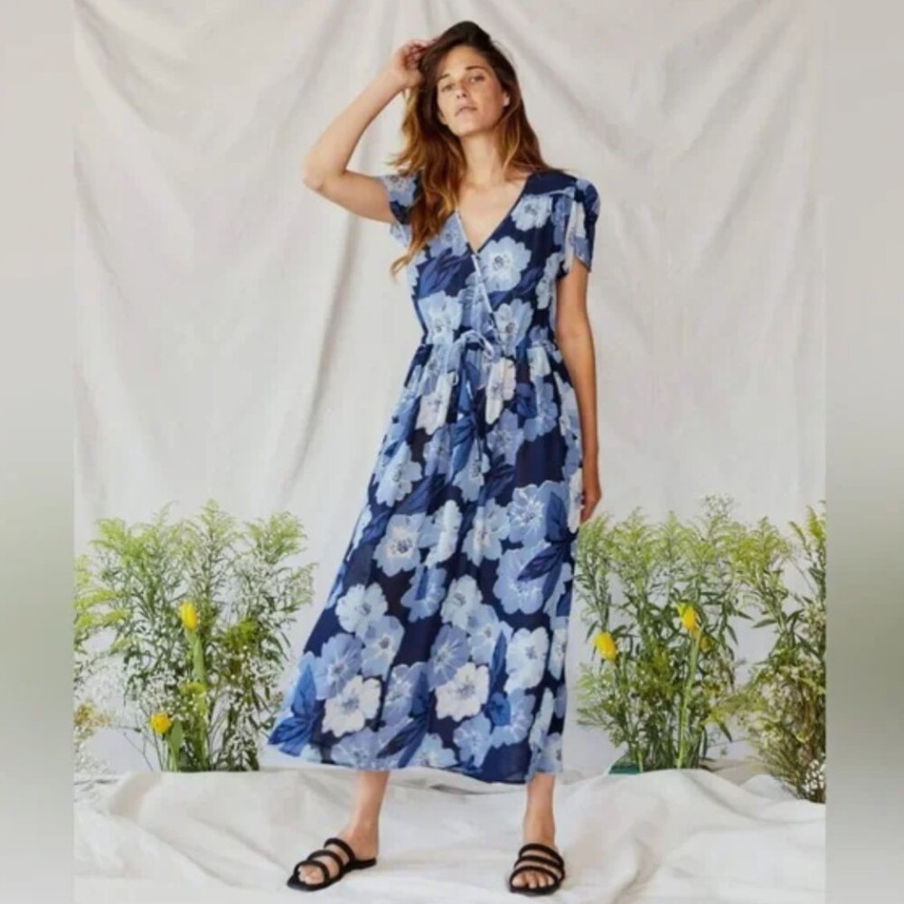 Christy Dawn "Dawn" Dress Size Petite Small Blue Hibiscus Pattern 2022